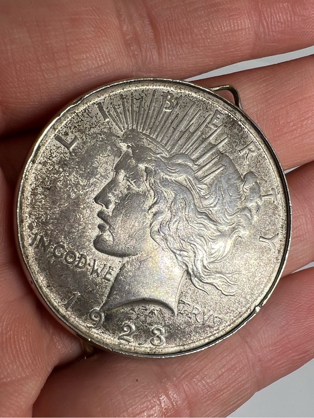 1923 Peace Silver Dollar made into pendant